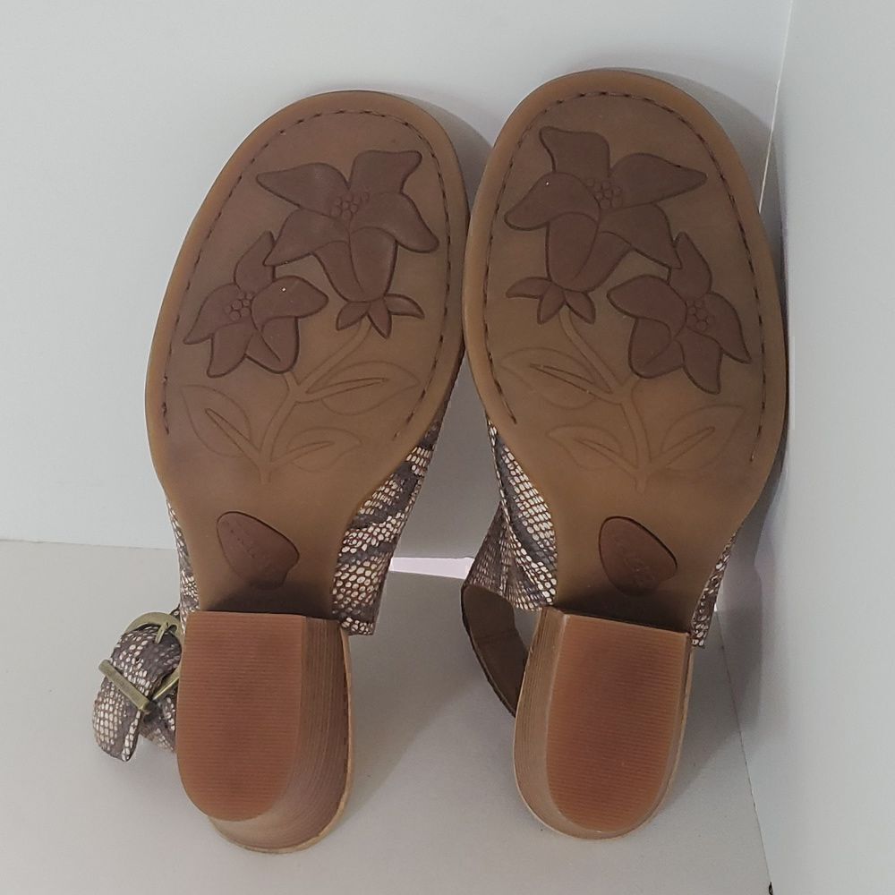Born Morraine Snakeskin Peep Toe Sandal with Leather Stacked Heel Women's Size 9 - Picture 9 of 11